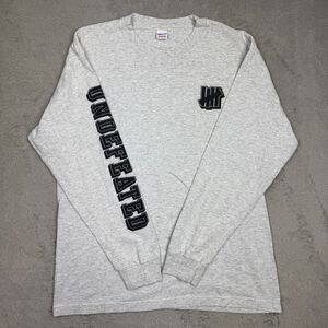 Undefeated Shirt Mens Medium Gray Spellout Logo Long Sleeve Crew Neck Casual
